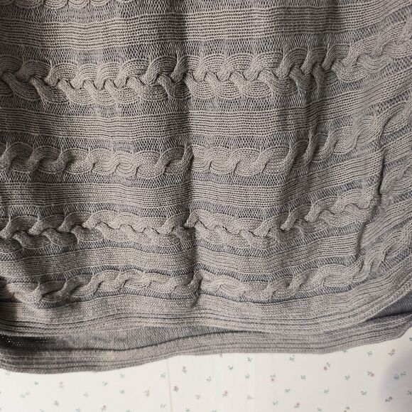 Lauren Ralph Lauren Sweater Women XL* Gray Cable Knit Cotton Hi Lo *Minor Flaws* - Picture 8 of 16